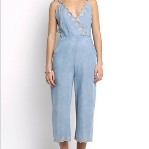 Lost + Wander Baby Blue Cropped Jumpsuit